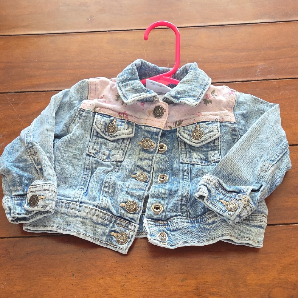 Kids Denim Jacket with Pink Accents